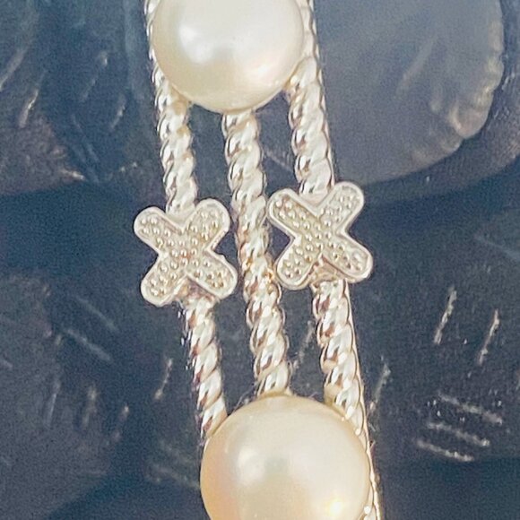 Vintage Sterling Silver Floral Pearl Bracelet –Stamped H 925 China - Picture 8 of 10